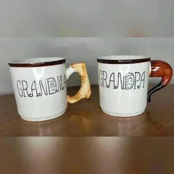 Lefton Grandma & Grandpa Vintage Mugs - Picture 1 of 5